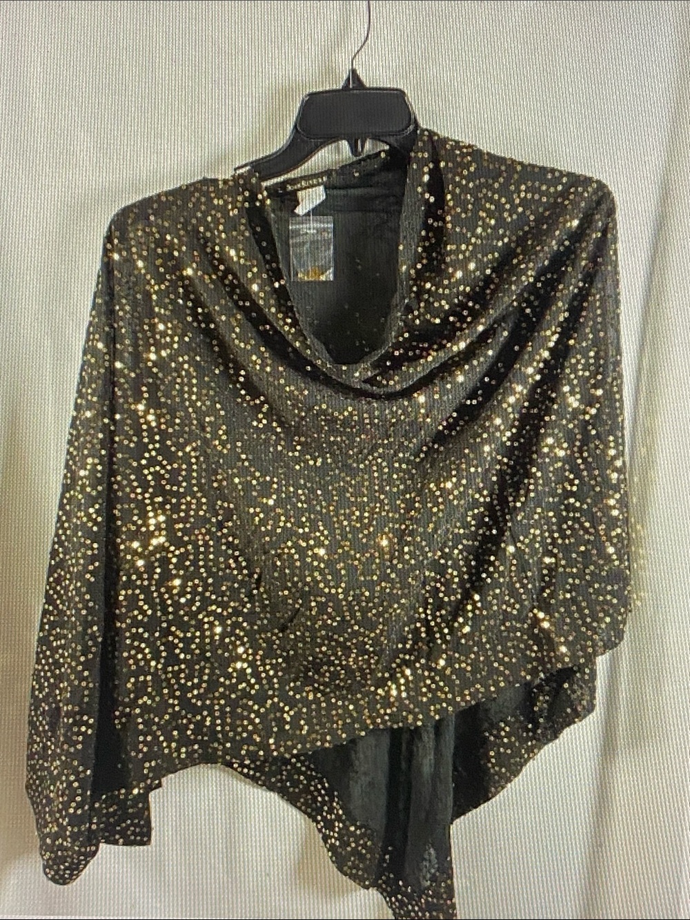 Joan Rivers Black Wrap with Gold Sequin Dots